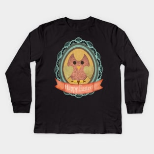 Easter Egg Owl | Happy Easter | Cherie's Art (c)2022 Kids Long Sleeve T-Shirt